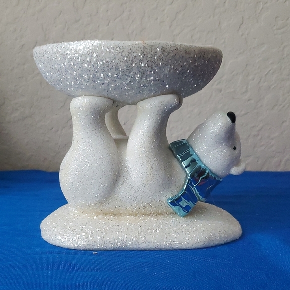 Other - Glittery White Polar Bear Candle Holder
